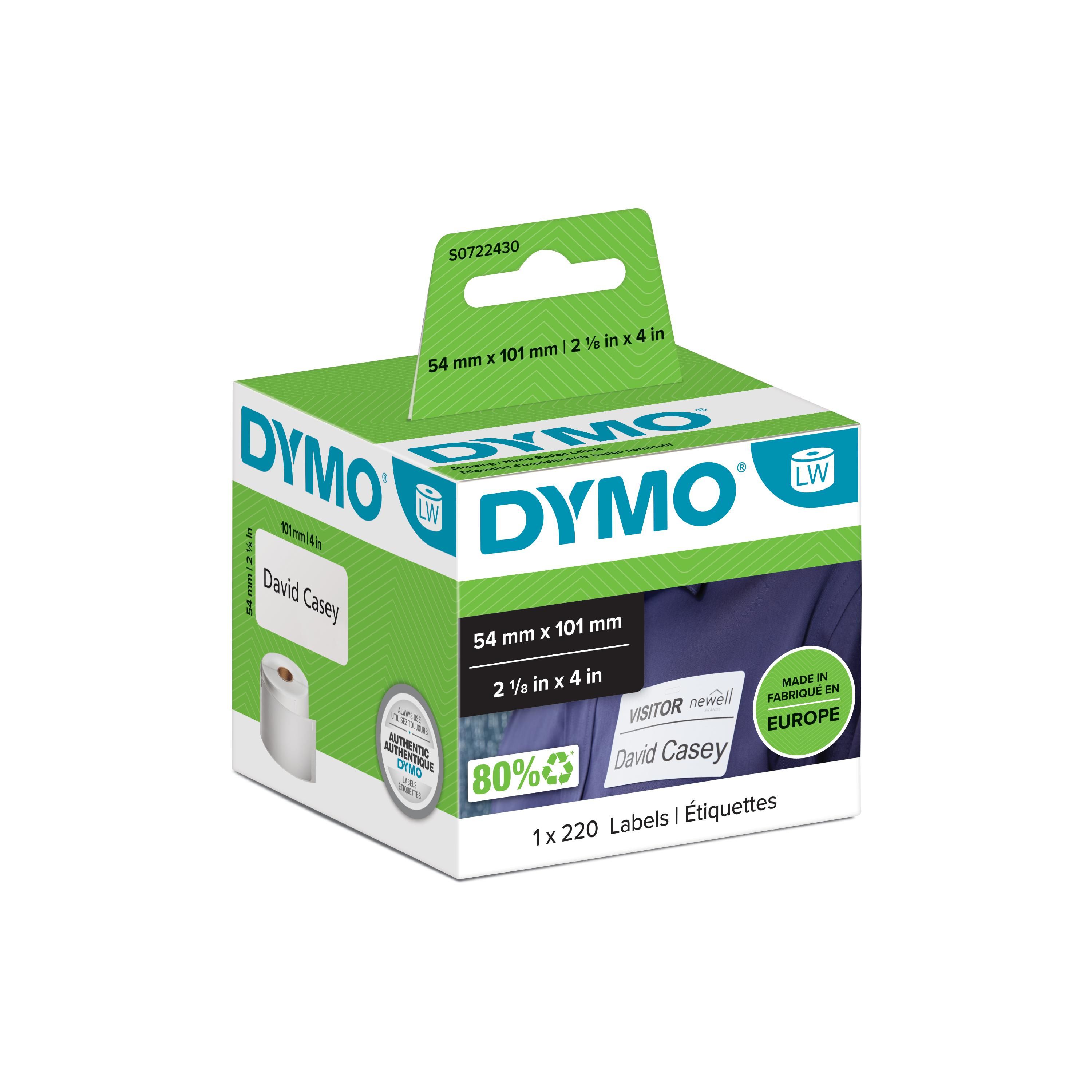 DYMO LW - Etichette di spedizione/badge nominativi - 54 x 101 mm -  S0722430, Carta per stampante
